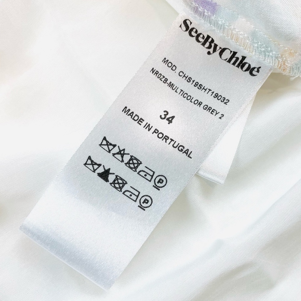 SEE BY CHLOÉ • Multi Floral Velvet Burnout Ruffle Long Sleeve Silk Blouse, 2 - Picture 14 of 16